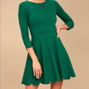 Lulu’s Green Dress with Scalloped Hem